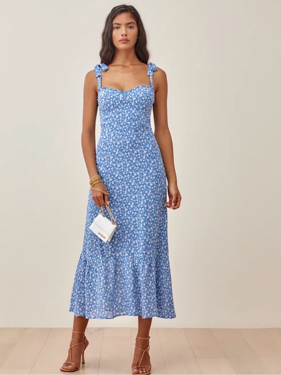 Reformation Dresses & Skirts - Reformation Nikita Midi Dress Blue Floral Size 6
